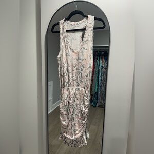 Sundry Ruched Tank Dress Pale Pink Python Print XS